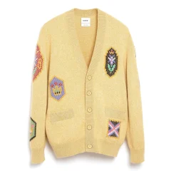 Barrie V-neck cardigan with Scottish symbols in cashmere