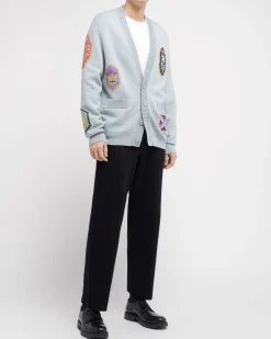 Barrie V-neck cardigan with Scottish symbols in cashmere