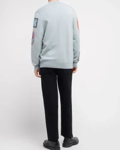 Barrie V-neck cardigan with Scottish symbols in cashmere