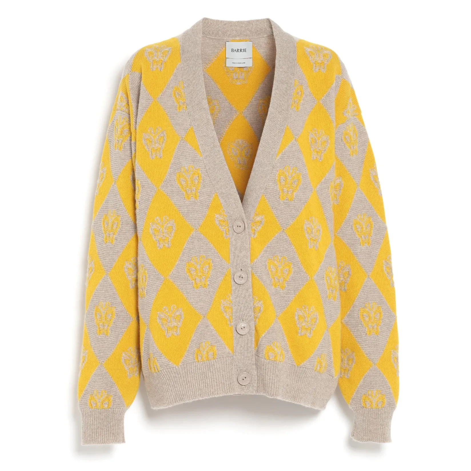 Women Barrie V-neck cashmere and wool cardigan with a butterfly motif