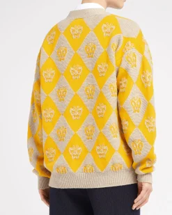 Women Barrie V-neck cashmere and wool cardigan with a butterfly motif