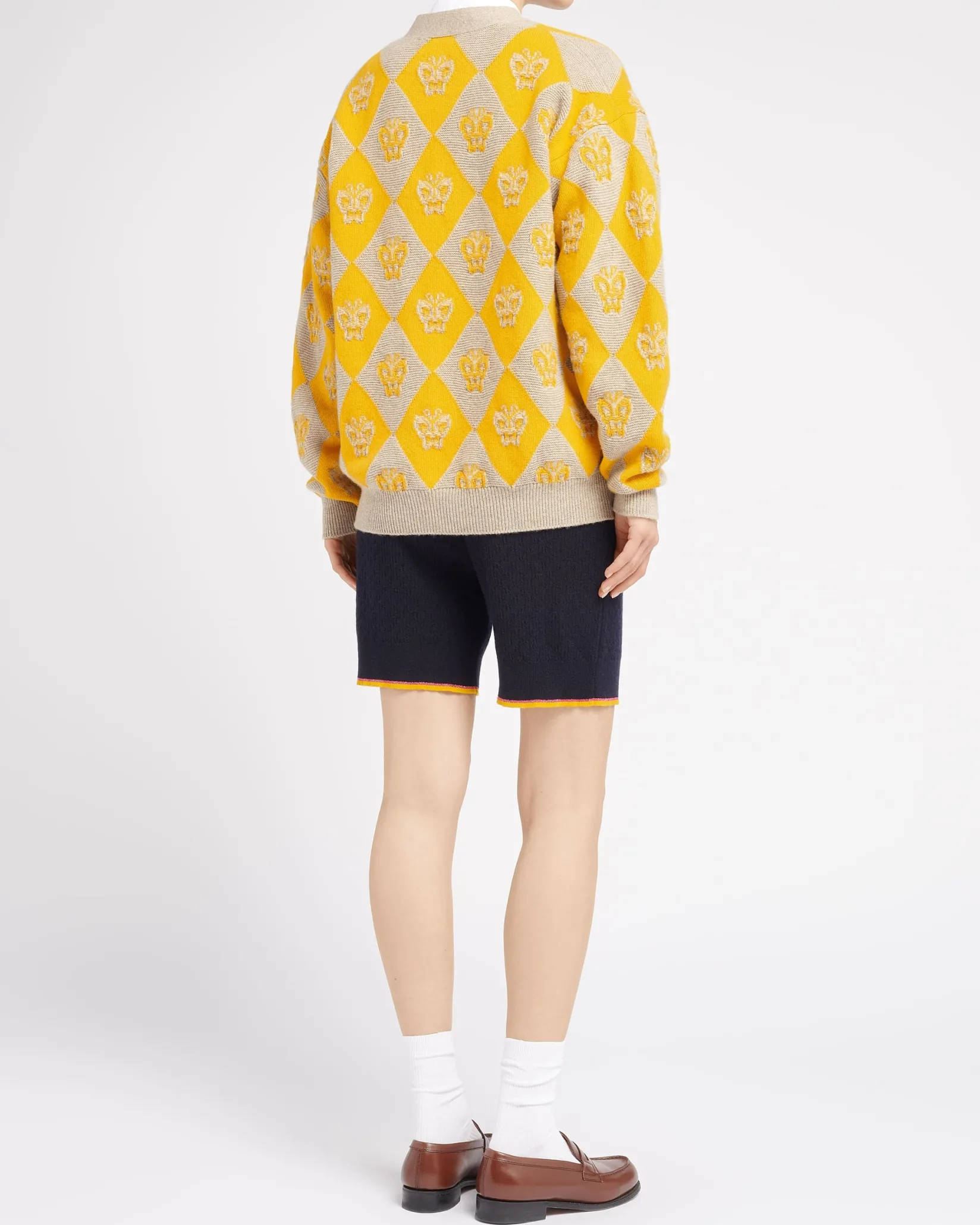 Women Barrie V-neck cashmere and wool cardigan with a butterfly motif