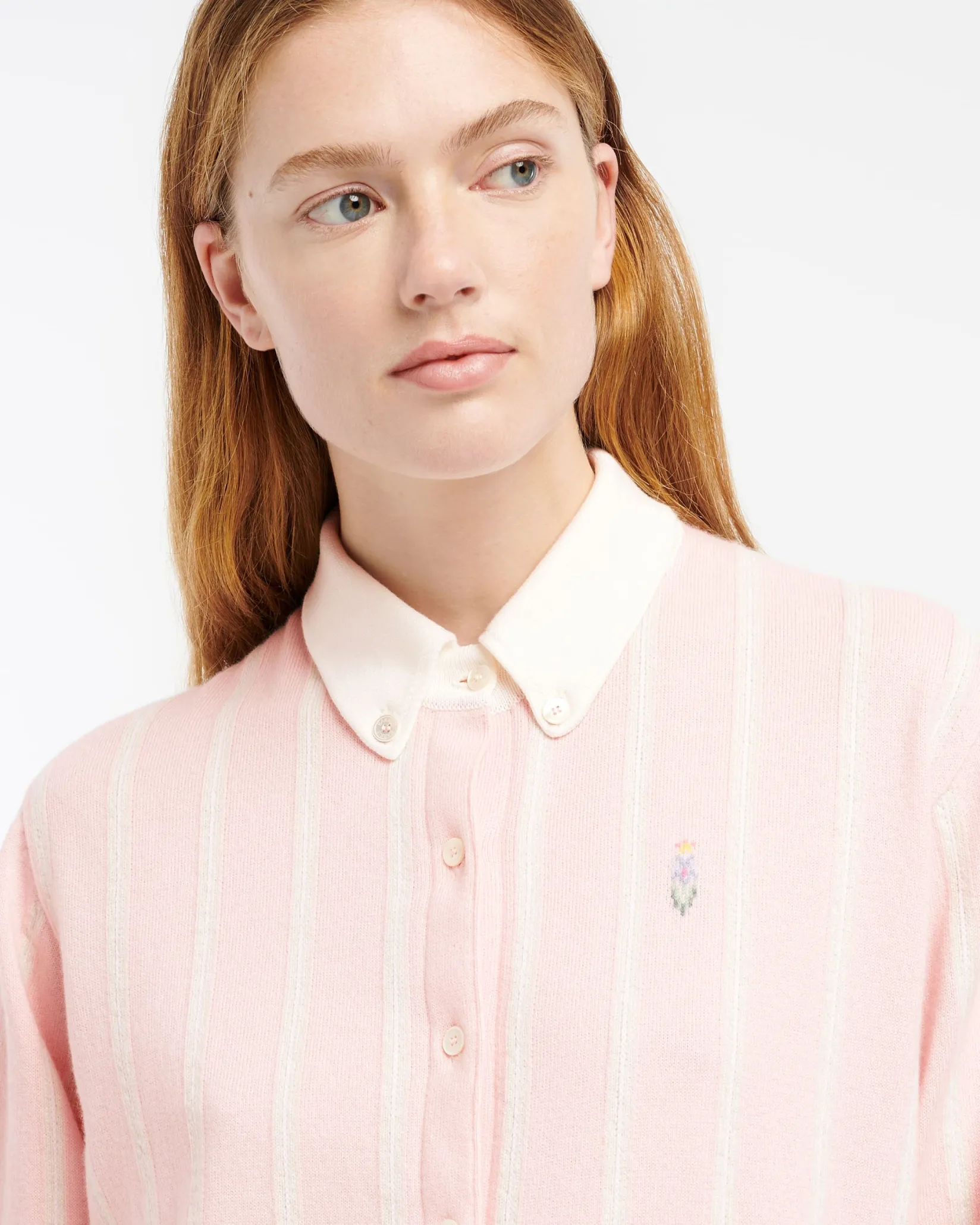 Women Barrie Wide striped cashmere and cotton shirt