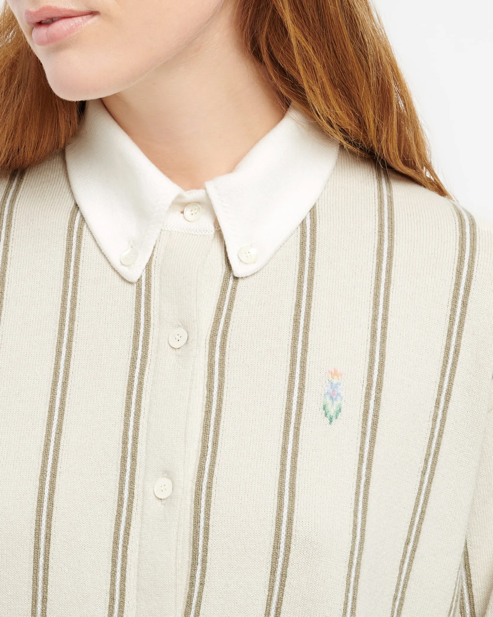 Women Barrie Wide striped cashmere and cotton shirt