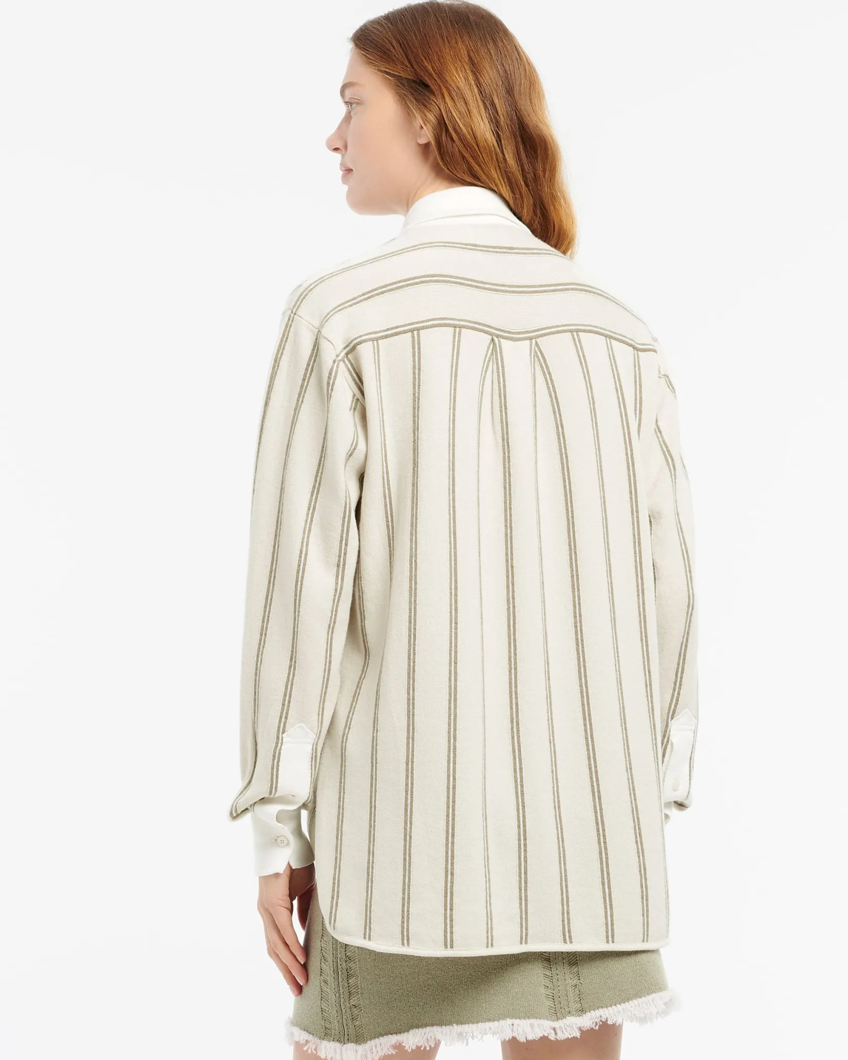 Women Barrie Wide striped cashmere and cotton shirt