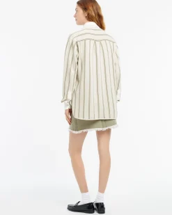 Women Barrie Wide striped cashmere and cotton shirt
