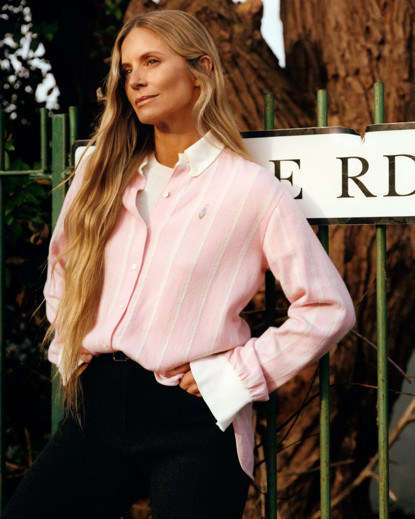 Women Barrie Wide striped cashmere and cotton shirt